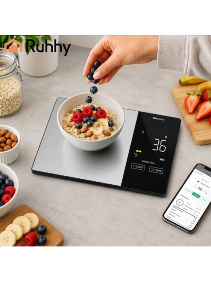 „Ruhhy 24632“ virtuvės svarstyklės su „Bluetooth“ 7 „Ruhhy 24632“ virtuvės svarstyklės su „Bluetooth“ 7