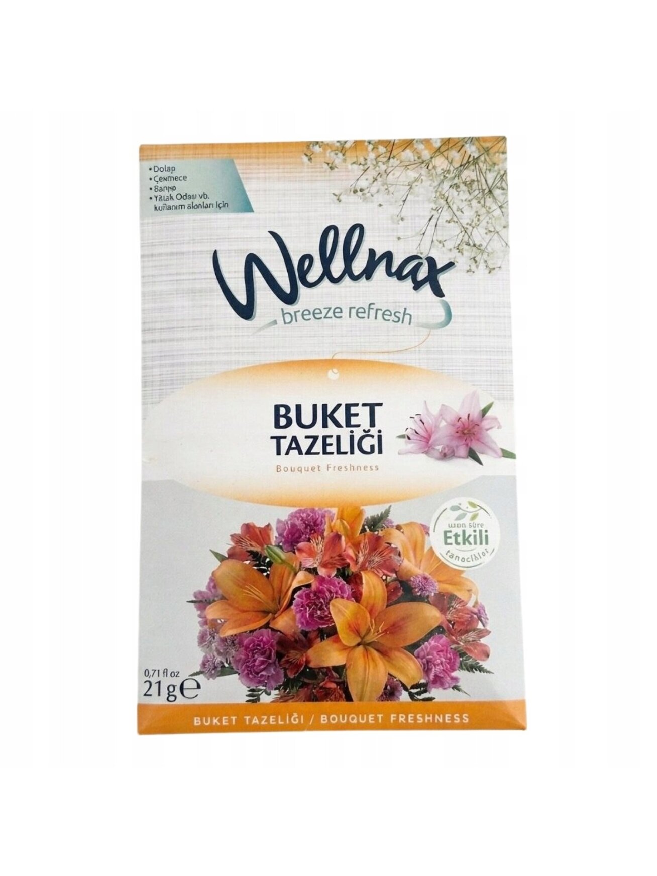 WELLNAX Breeze Refresh gėlių kvapo pakabinamas gaiviklis spintoms, 21g WELLNAX Breeze Refresh gėlių kvapo pakabinamas gaiviklis spintoms, 21g