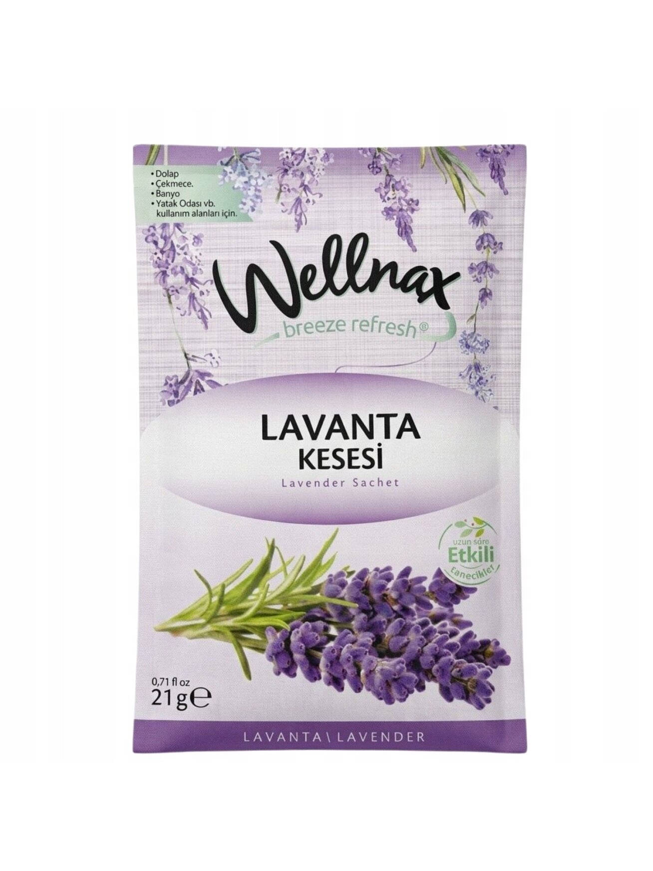 WELLNAX Breeze Refresh levandų kvapo pakabinamas gaiviklis spintoms, 21g WELLNAX Breeze Refresh levandų kvapo pakabinamas gaiviklis spintoms, 21g