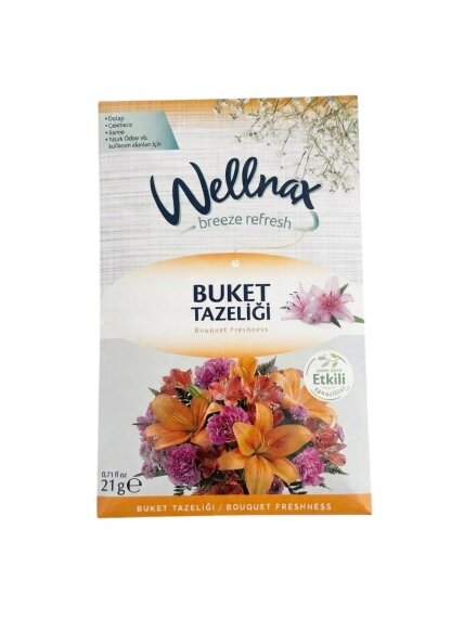 WELLNAX Breeze Refresh gėlių kvapo pakabinamas gaiviklis spintoms, 21g WELLNAX Breeze Refresh gėlių kvapo pakabinamas gaiviklis spintoms, 21g
