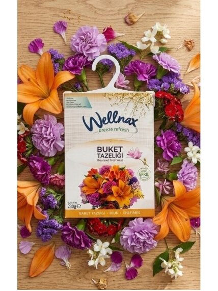 WELLNAX Breeze Refresh gėlių kvapo pakabinamas gaiviklis spintoms, 21g 1