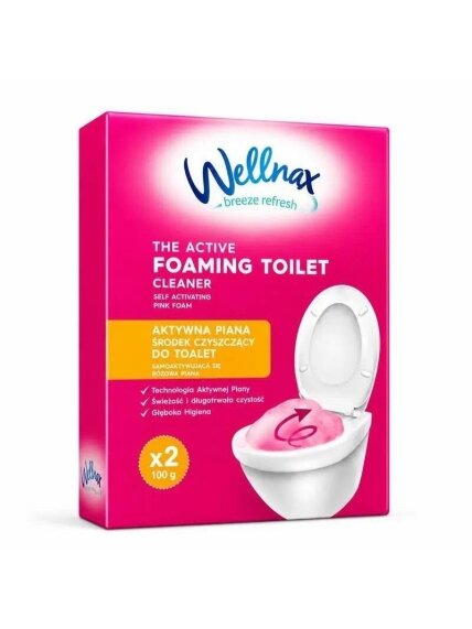 WELLNAX rožinės putos tualeto valymui, 2x 100 G WELLNAX rožinės putos tualeto valymui, 2x 100 G