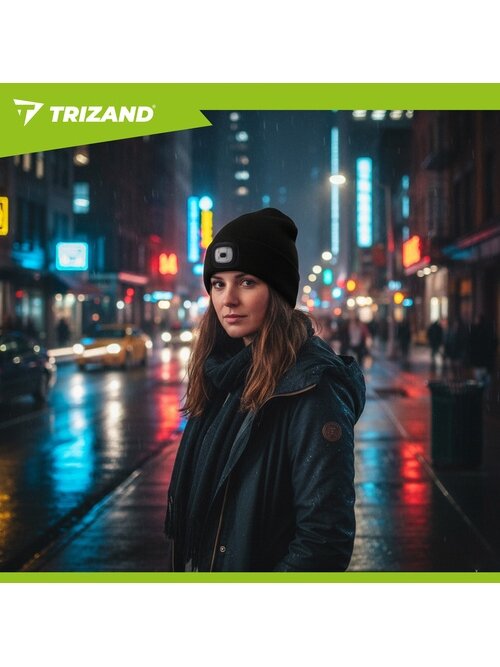 Žieminė kepurė su žibintuvėliu - juoda Trizand 22663 7 Žieminė kepurė su žibintuvėliu - juoda Trizand 22663 7